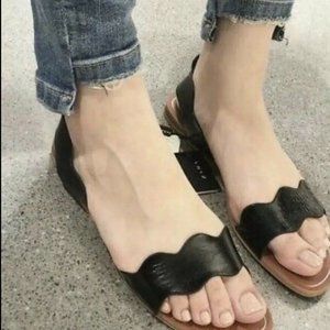 Zara Flat Strappy Sandals Shoes Black NEW SZ 6.5